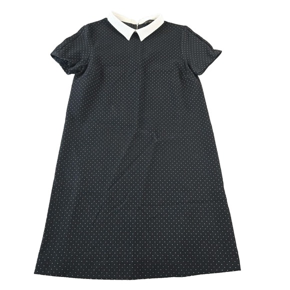 Zara Dresses & Skirts - Zara Basics Women's Dress Collared Back Zip Knee Length Black w/ White Dots XS